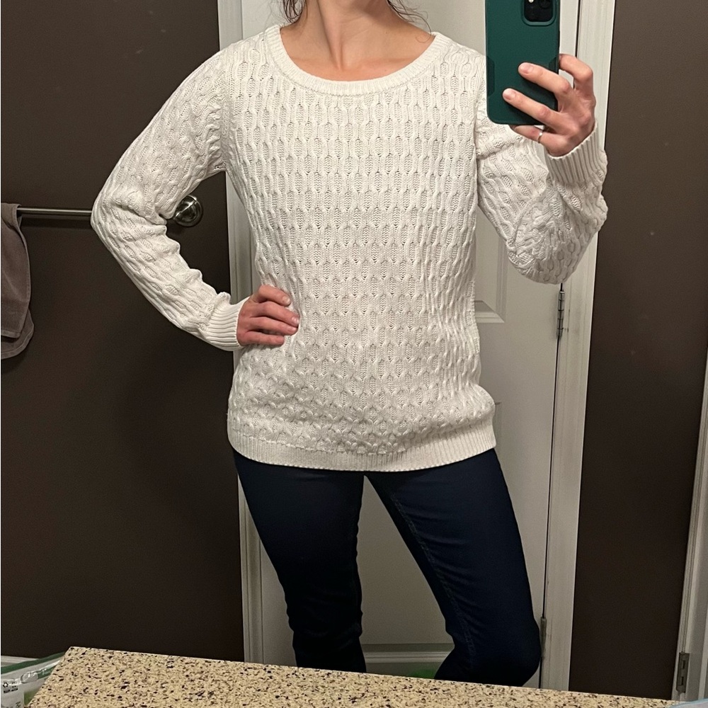 Cream Chain Cable Knit Sweater - Women's medium